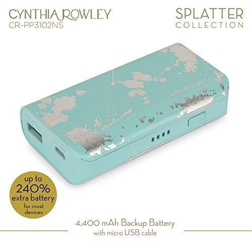 Cynthia Rowley Portable Rechargeable Backup Battery 4400 Mah (Blue/Silver)