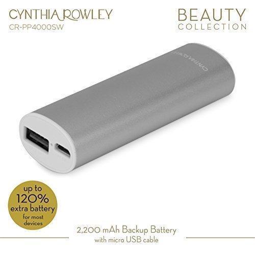 Cynthia Rowley Portable Rechargeable Backup Battery 2200 Mah (Silver/White)
